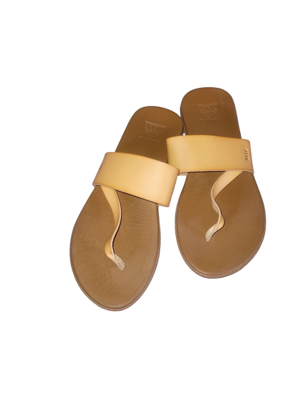 Reef Women’s Tan Cushion Bounce Sol Slide Sandals with Toe Loop T-Strap 9